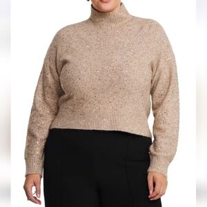 Estelle Golden Sparkle Knit Sweater in Hazelnut